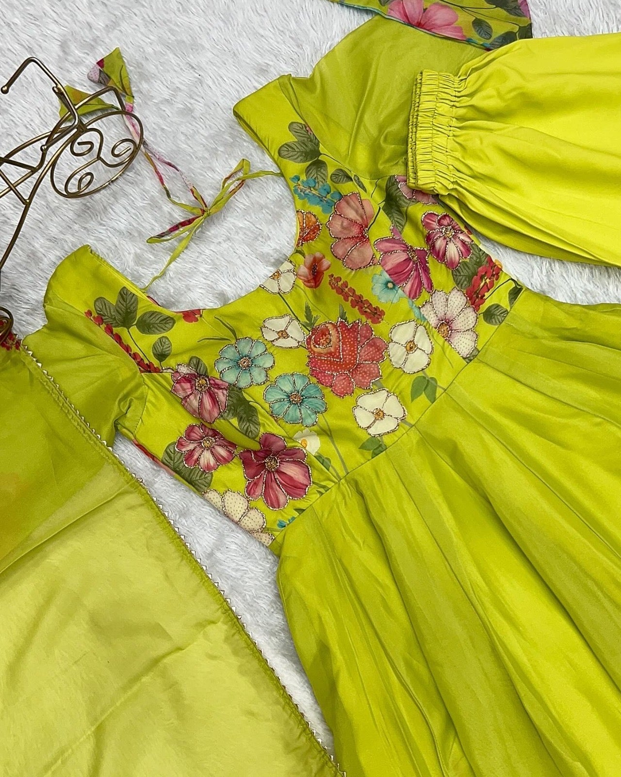 Anarkali Gown 3 Pieces Sets Floral Designer