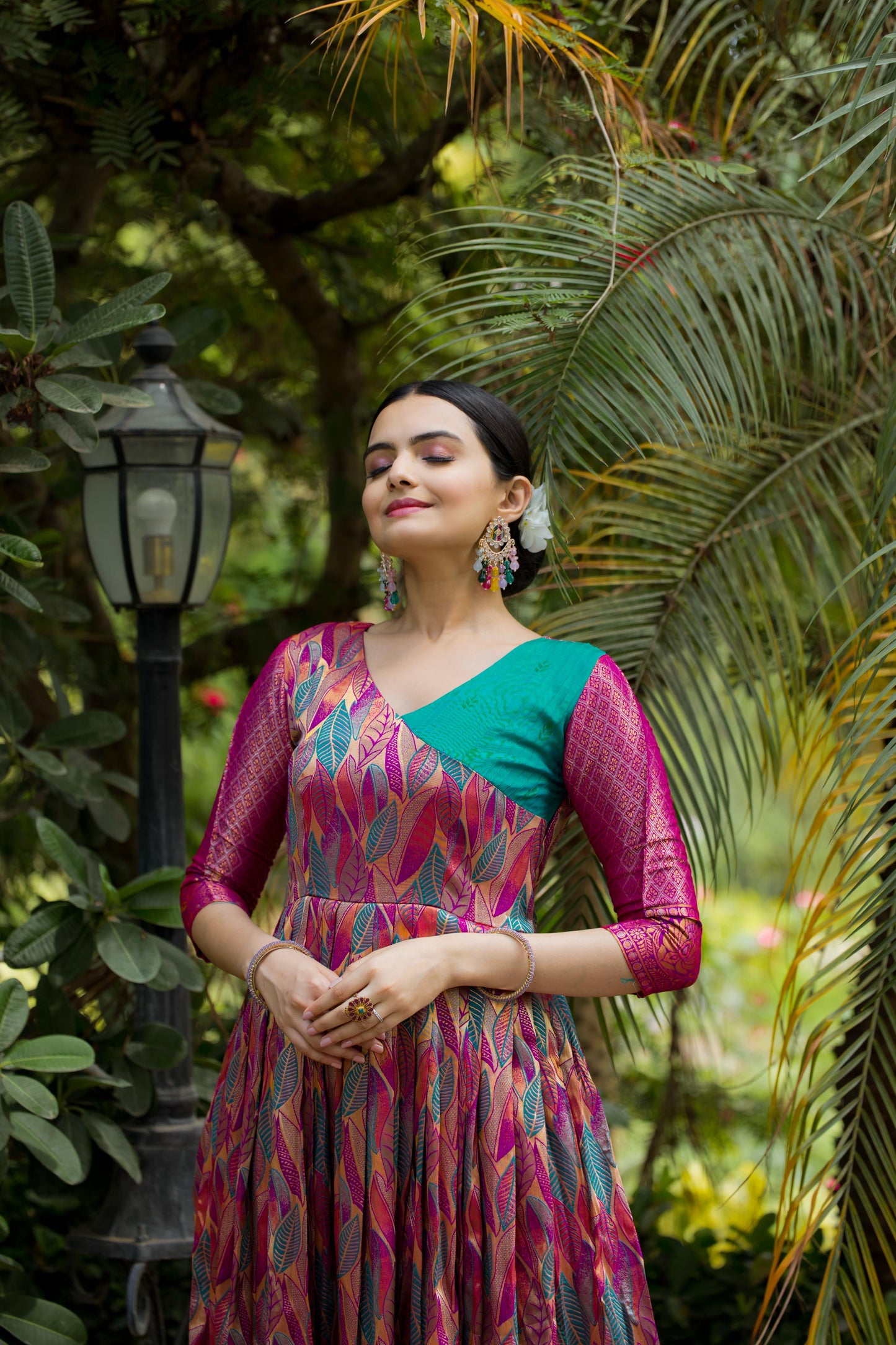 Banarasi Soft silk copper weaving gowns