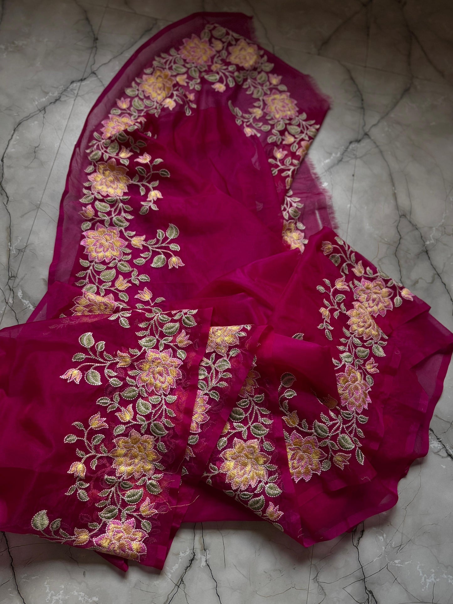 Banarasi Kora organza sarees with embroidery work