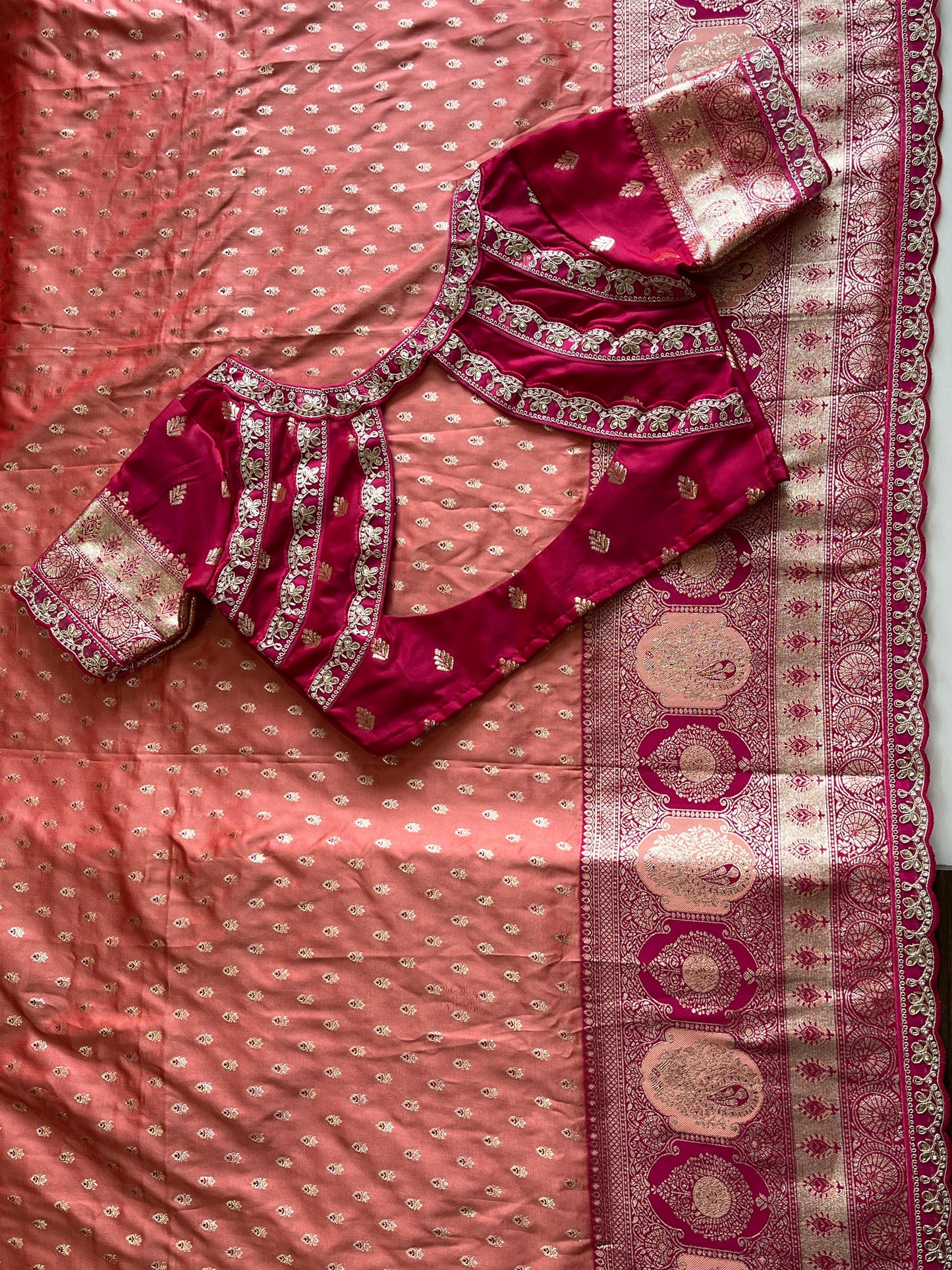 Weaving Banarasi saree with stitched blouse