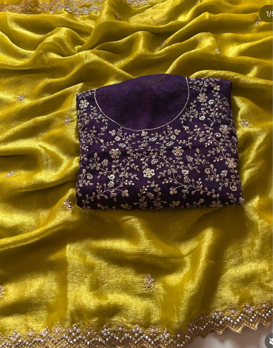 Desginer Blouse Chiffon Crush Budget saree