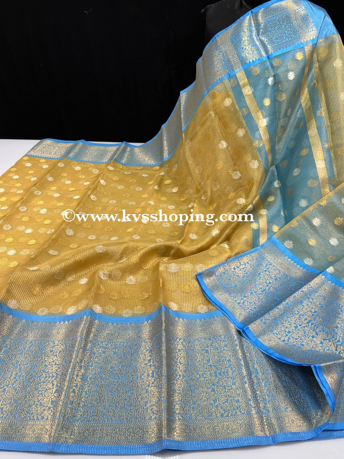 Semi Soft Golden Kota Tissue Budget Sareea (Celebrate inspired)