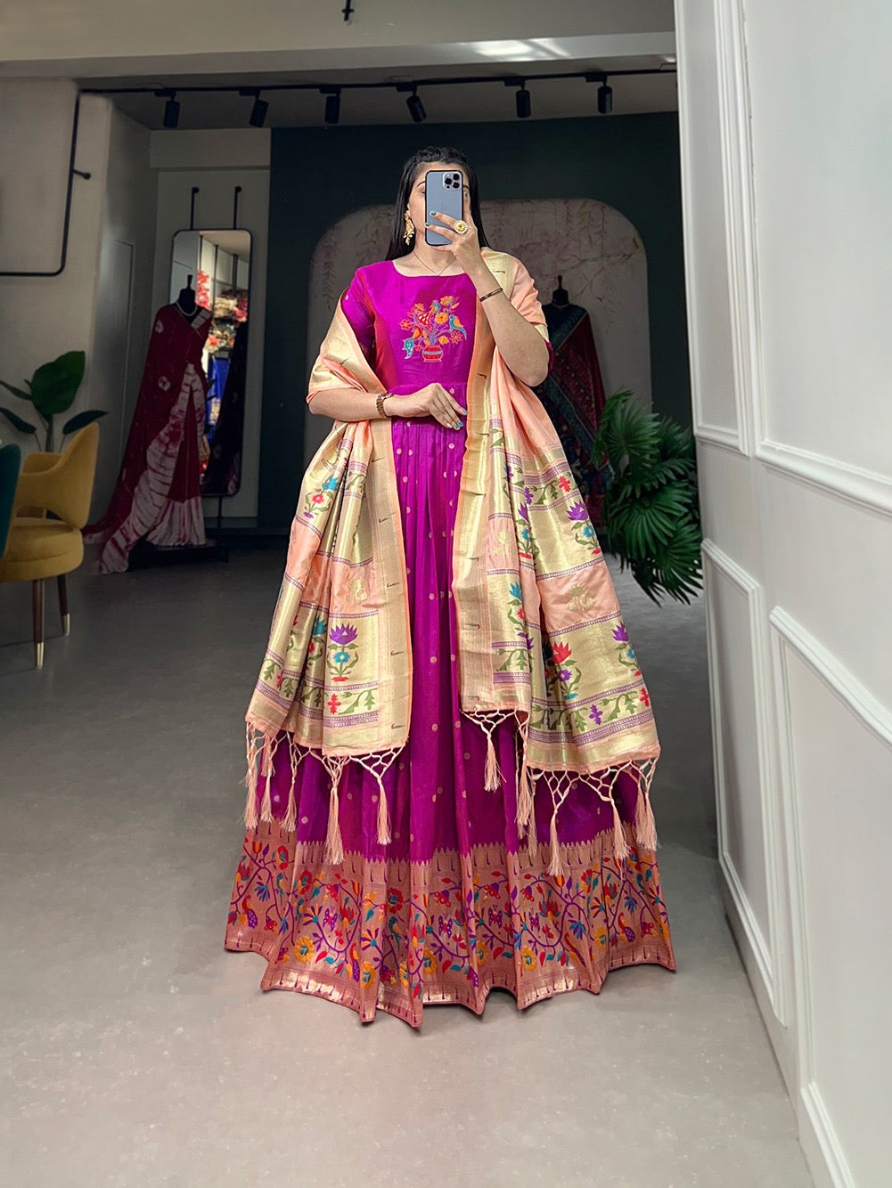 Paithani Gowns with weaving dupatta
