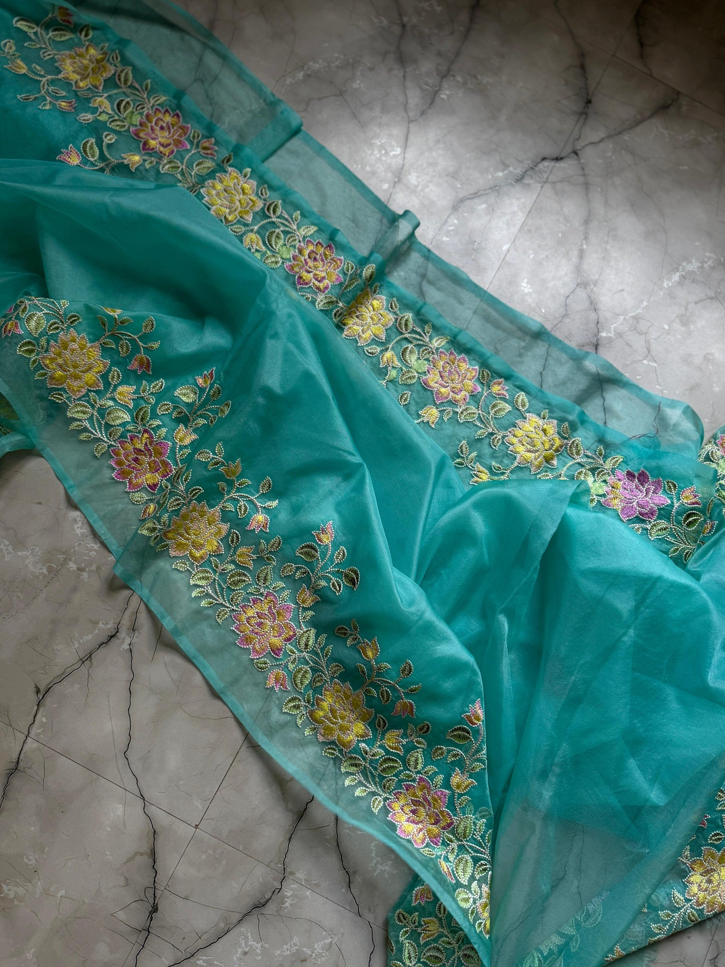 Banarasi Kora organza sarees with embroidery work