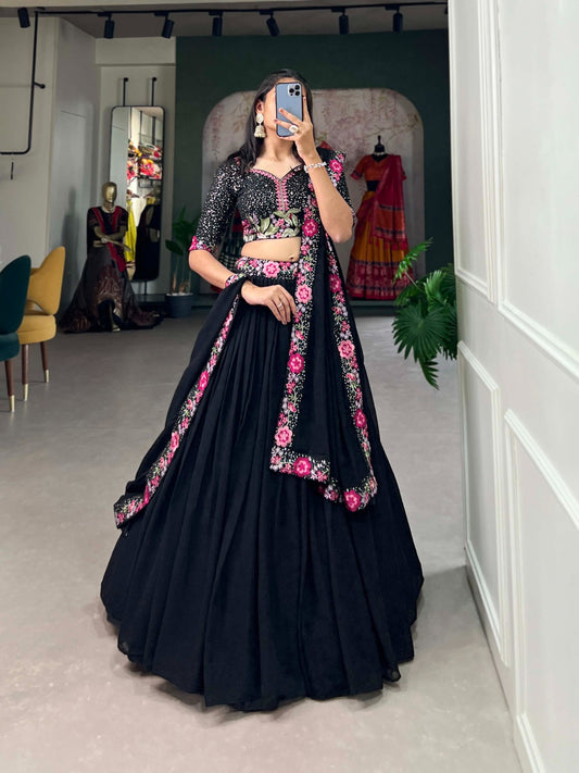Black Beauty Unstitched Lehengas