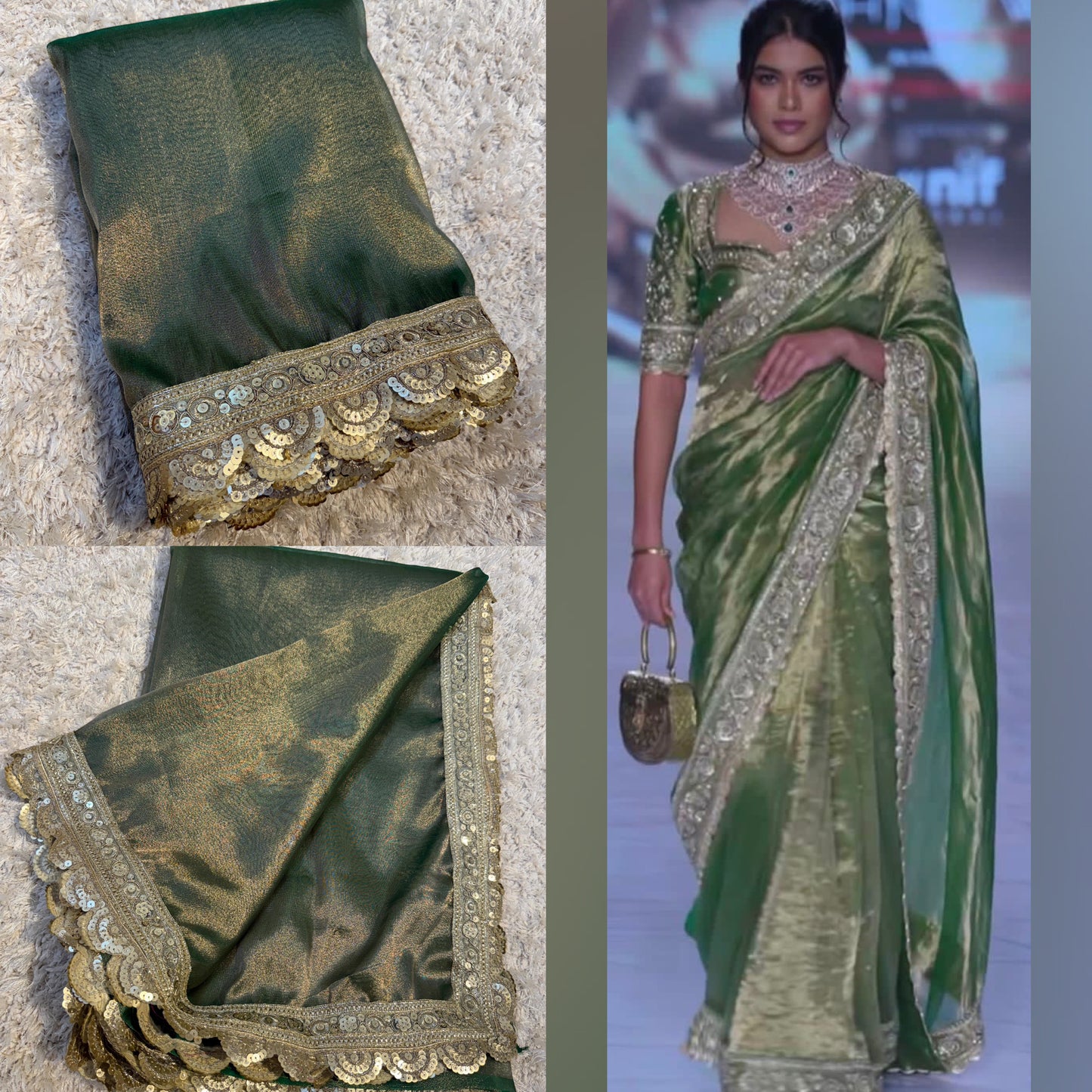 Green Soft Tissue Banarasi