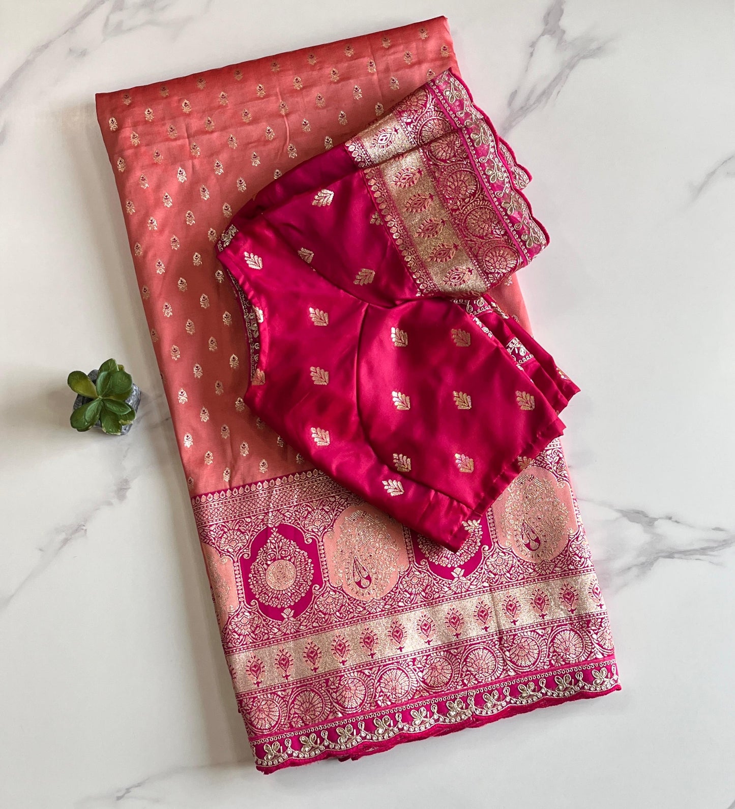 Weaving Banarasi saree with stitched blouse