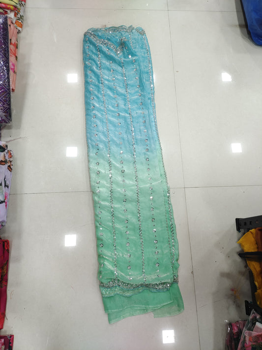 Fandy silk duel shade luxe beads sarees