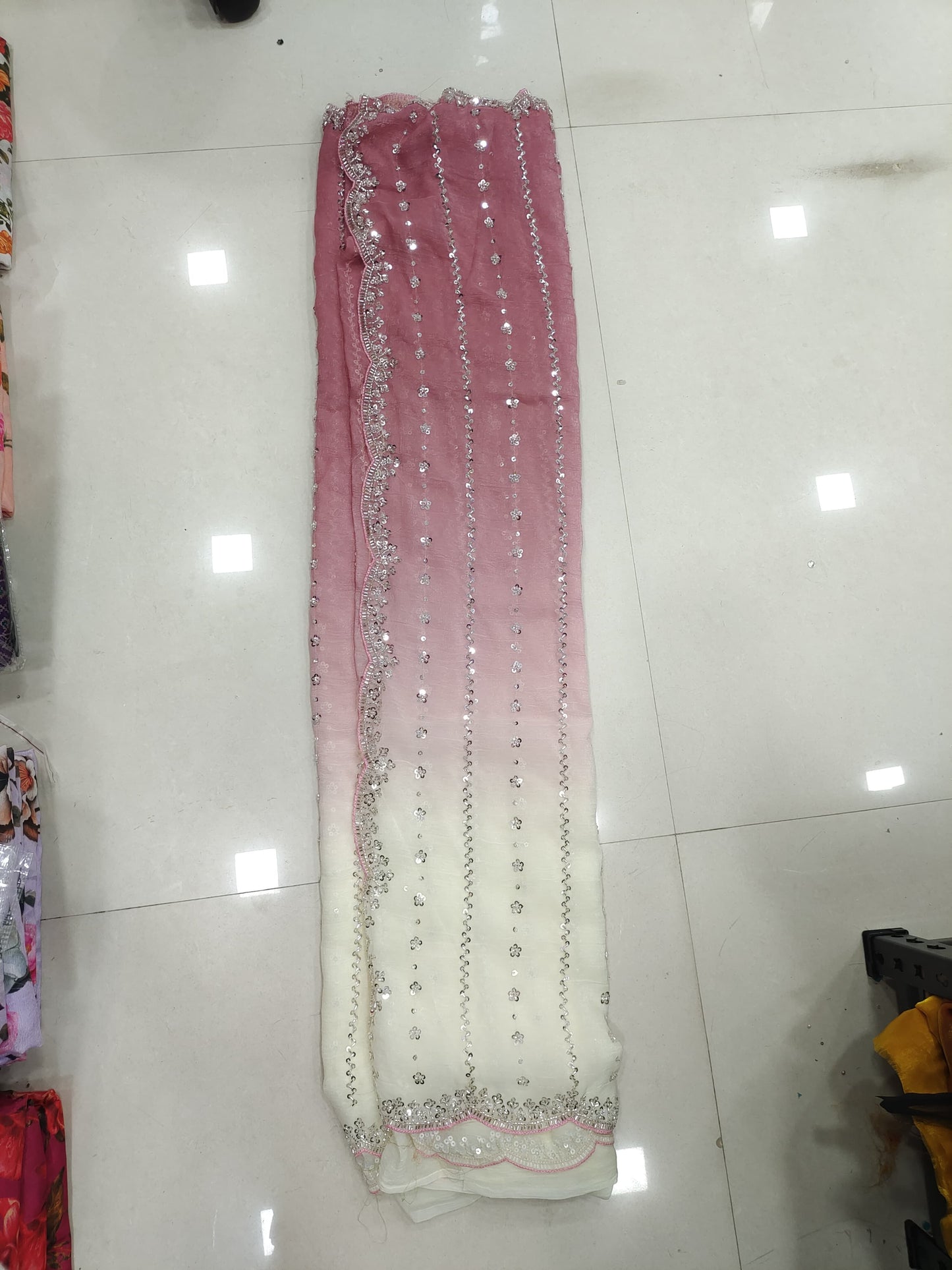 Fandy silk duel shade luxe beads sarees