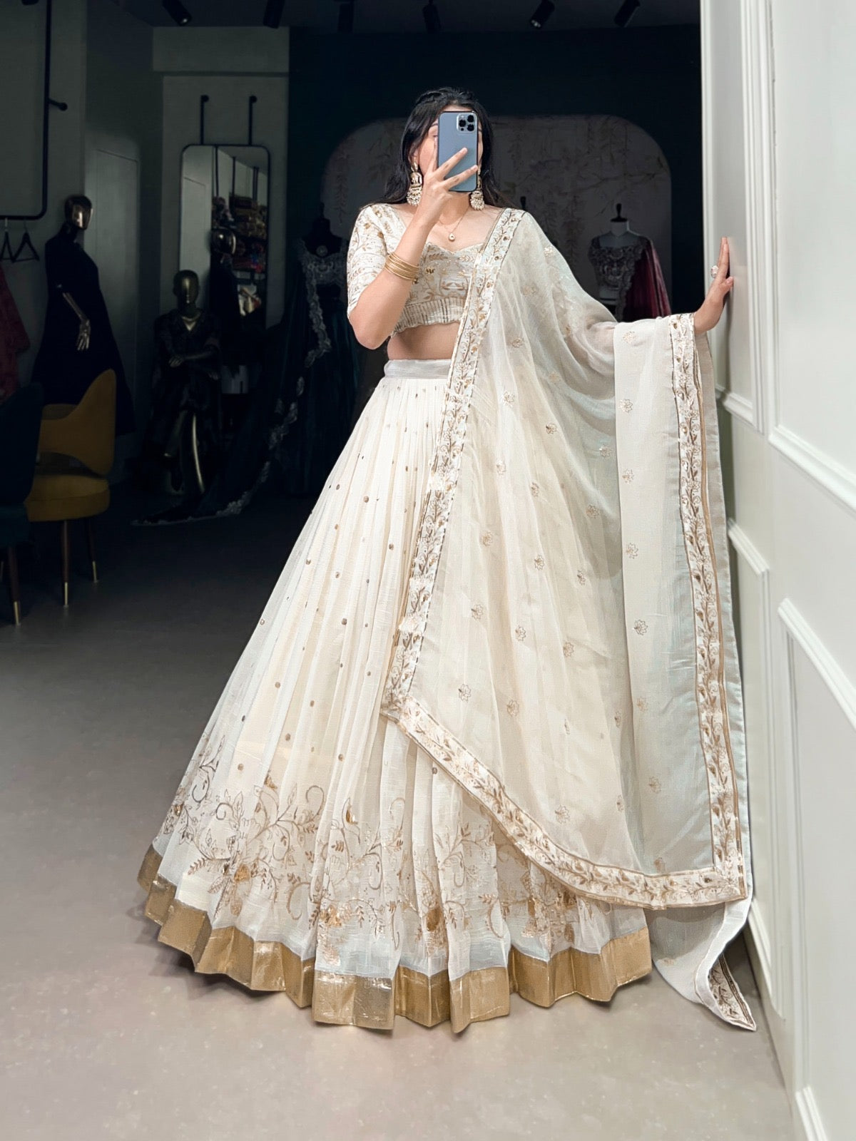 Glam Silver Glossy lehengas