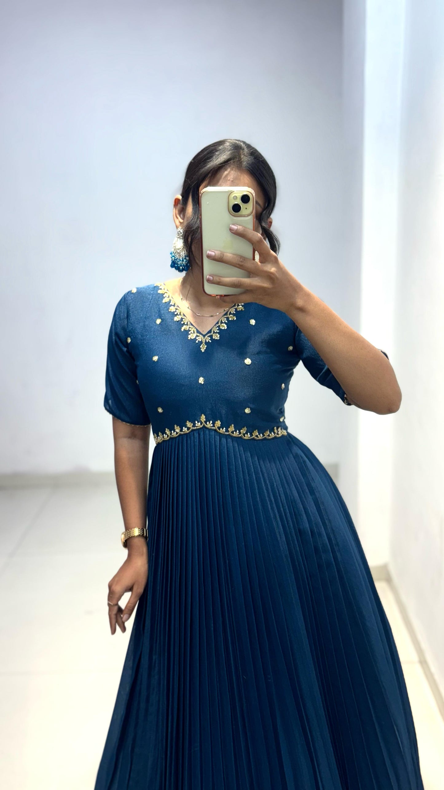 Georgette Maggam Work Gown with Dupatta ✨