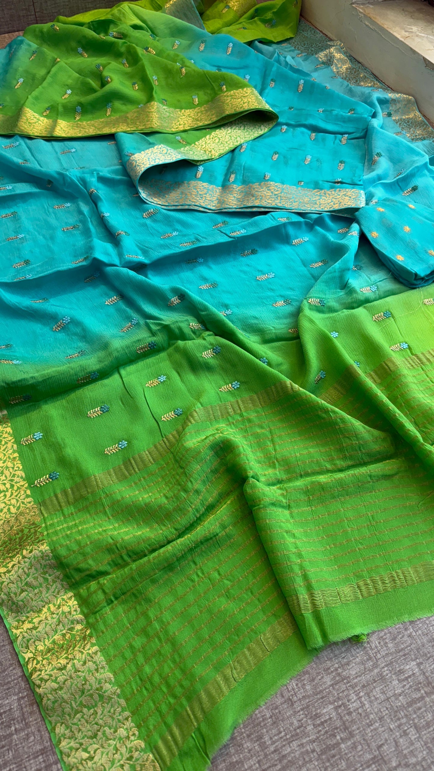 Luxe Pure Chinon Crepe Embroidery sarees