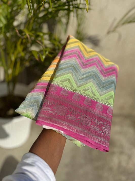 Rainbow Multi Pure Georgette Luxe saree