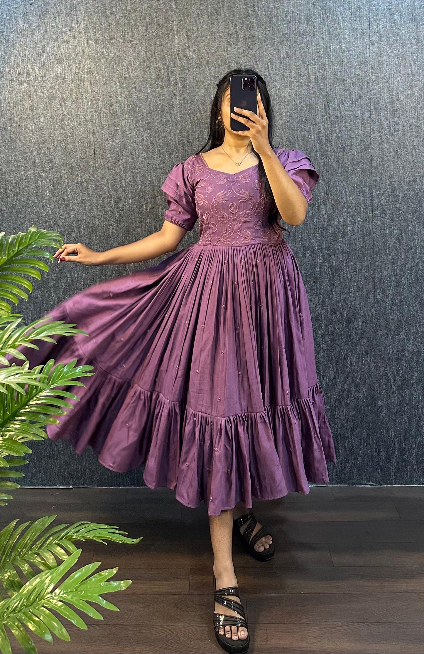Sundari work gowns with unique style hands