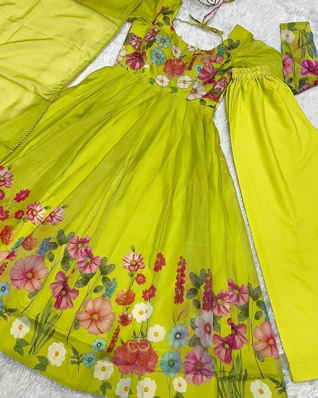 Anarkali Gown 3 Pieces Sets Floral Designer