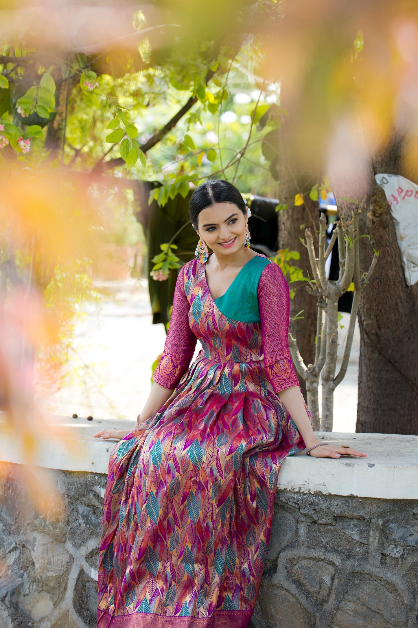 Banarasi Soft silk copper weaving gowns