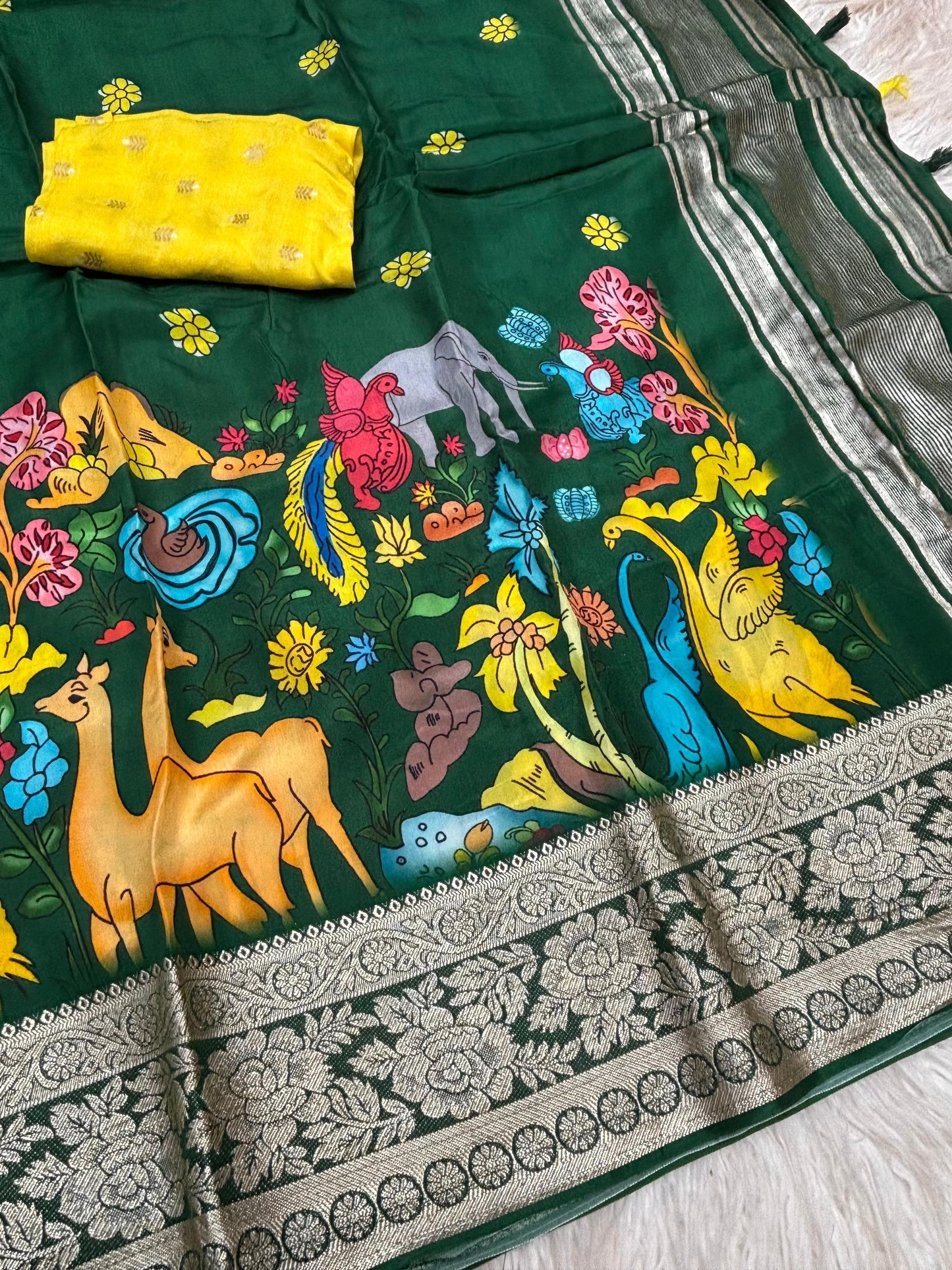 Tusser Kalmkari classic sarees