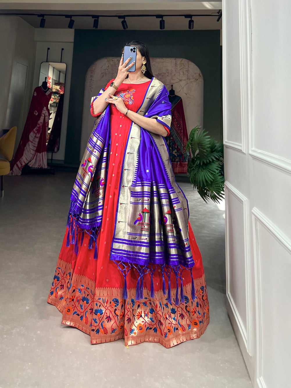 gown paithani dress design Pratishtha Paithani Collection Label Soniya Saanchi