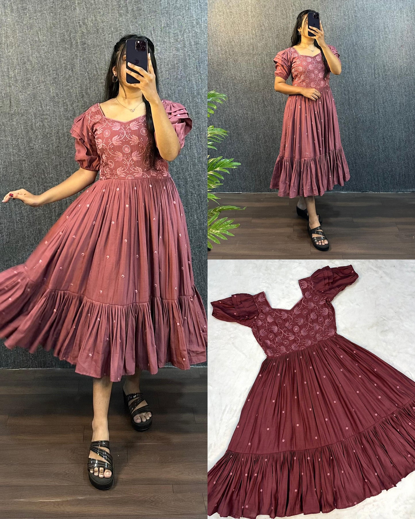 Sundari work gowns with unique style hands