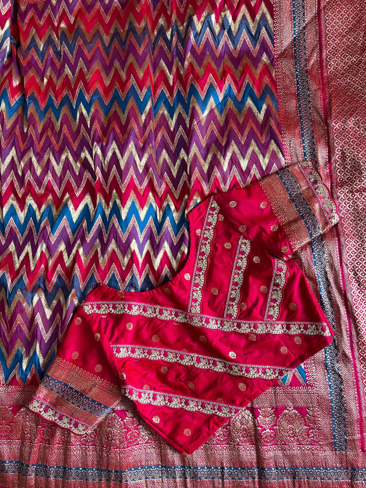 Banarasi Silk Saree with Stitched Blosue with lace (Celebrate inspired)