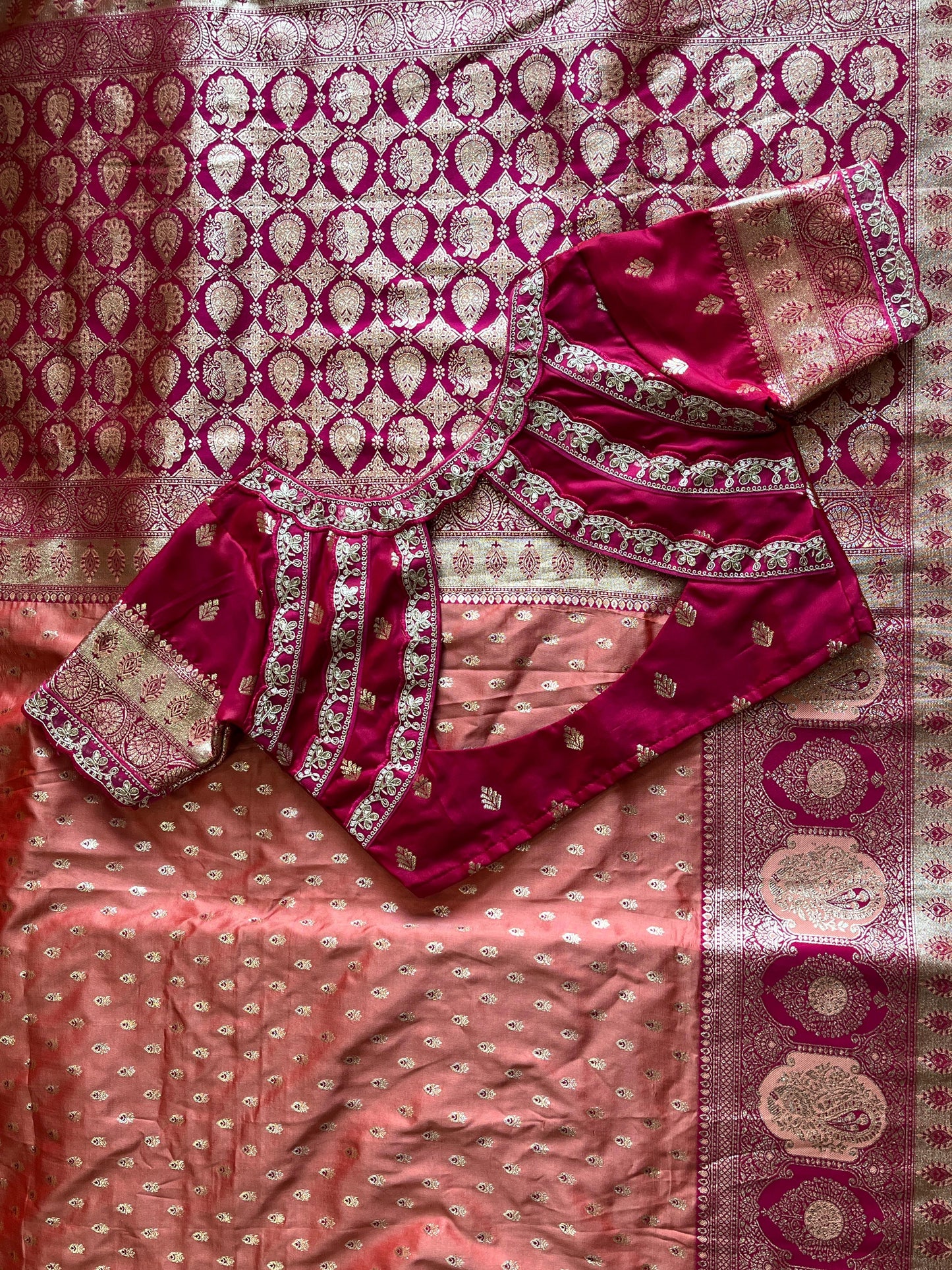 Weaving Banarasi saree with stitched blouse