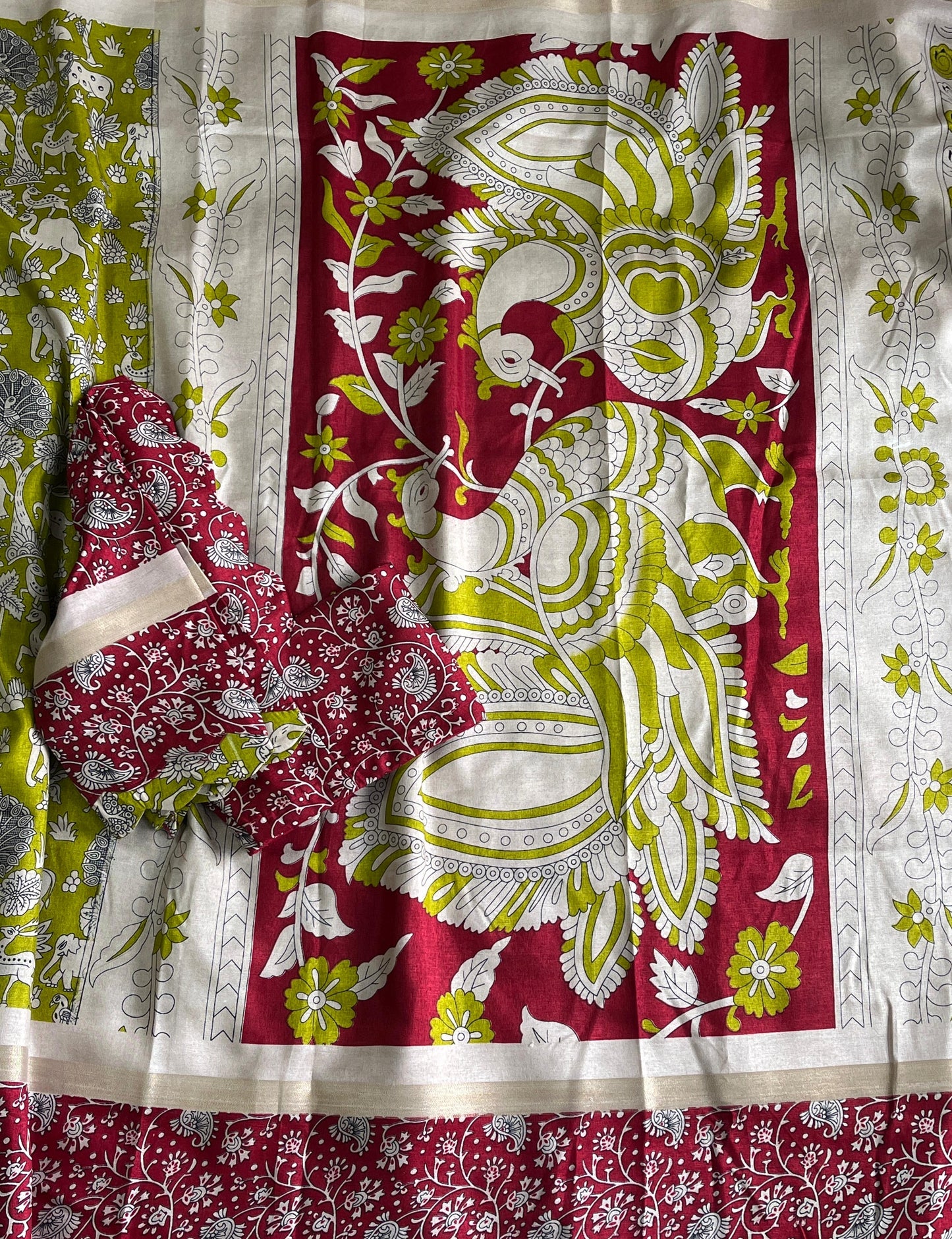 Mangalkari saree with pichwai print on all over the saree