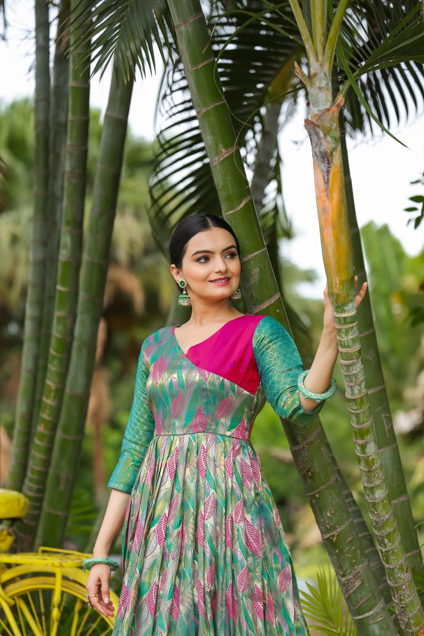 Banarasi Soft silk copper weaving gowns