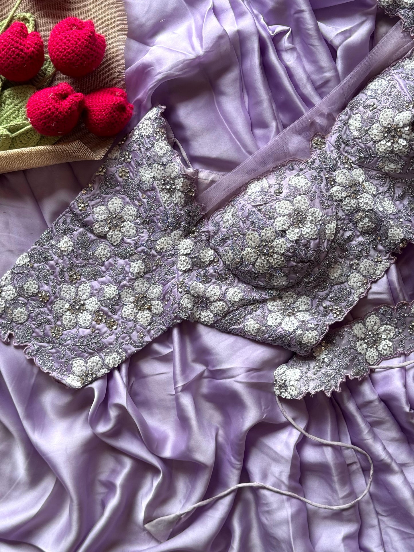 Luxe saree Lavender 1 min saree with stitched blouse