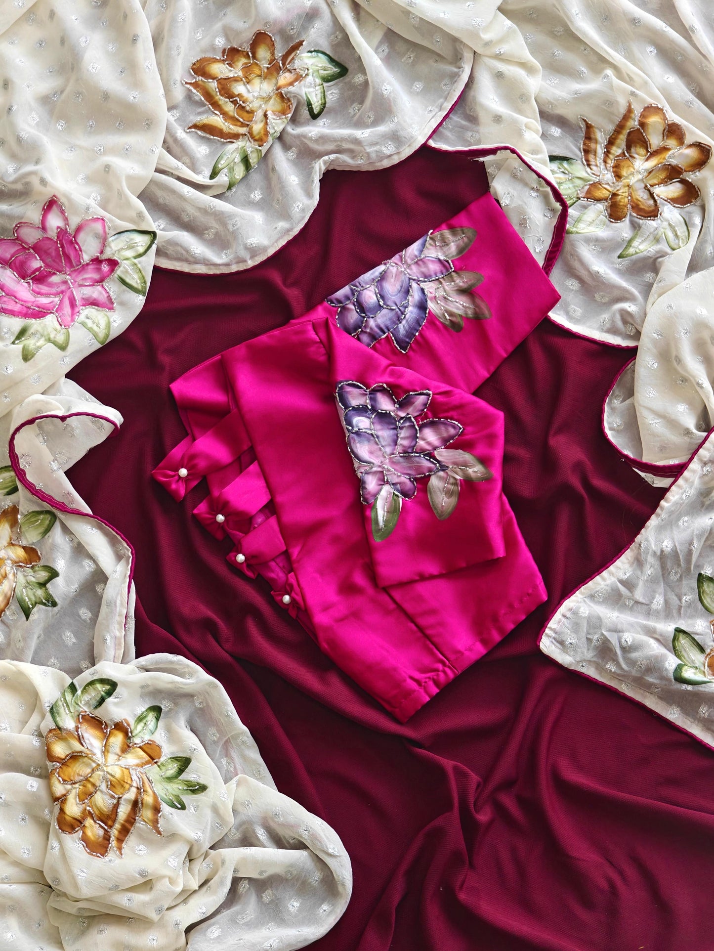 Premium handwork & hand painted Stitched Saree blouse