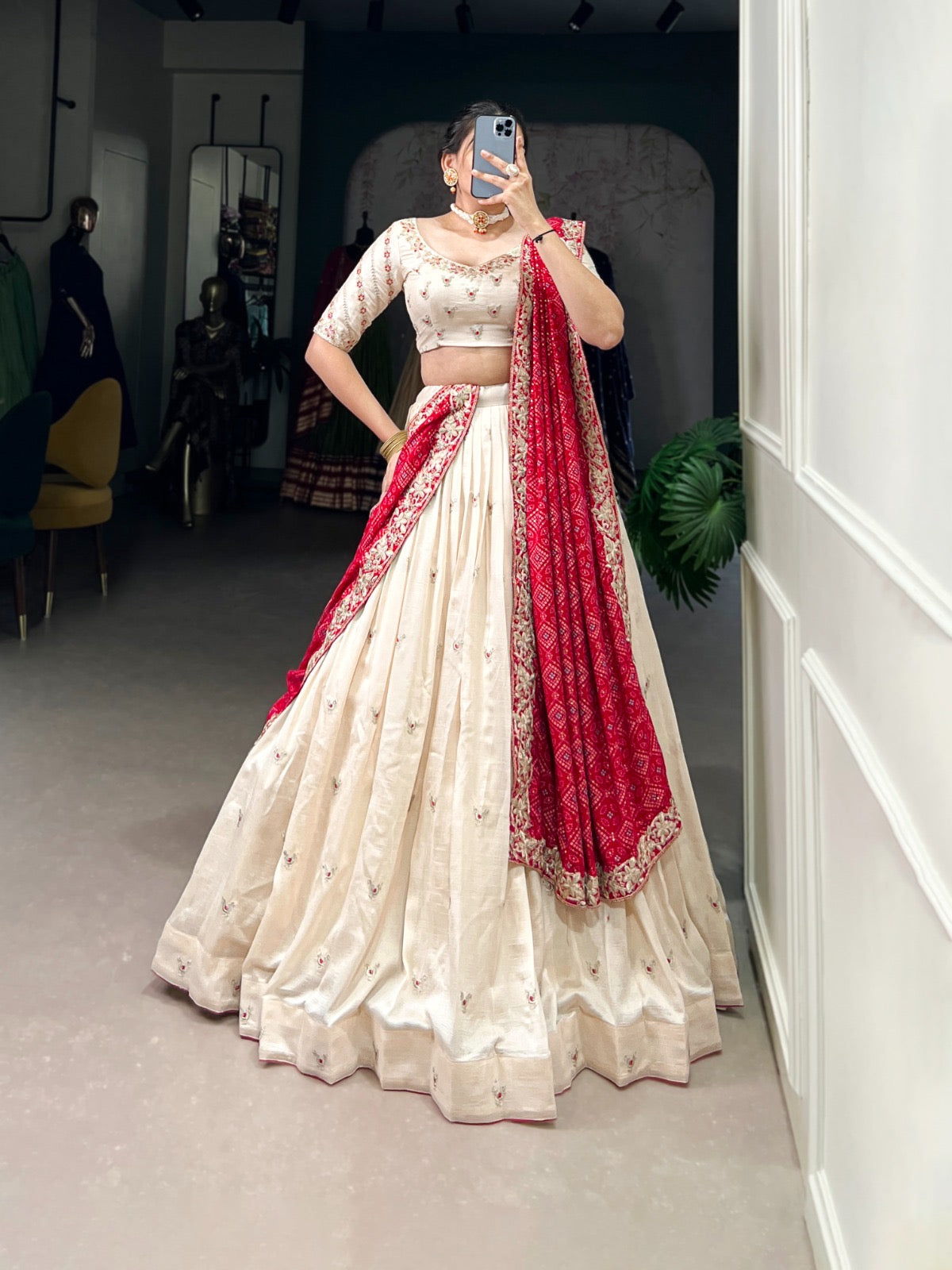 Vichitra Silk Lehenga with Exquisite Sequins and Thread Embroidery Choli