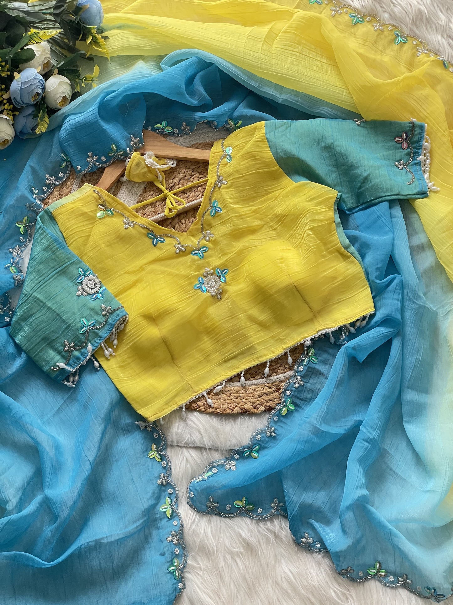 Designer Saree with stitched work blouse