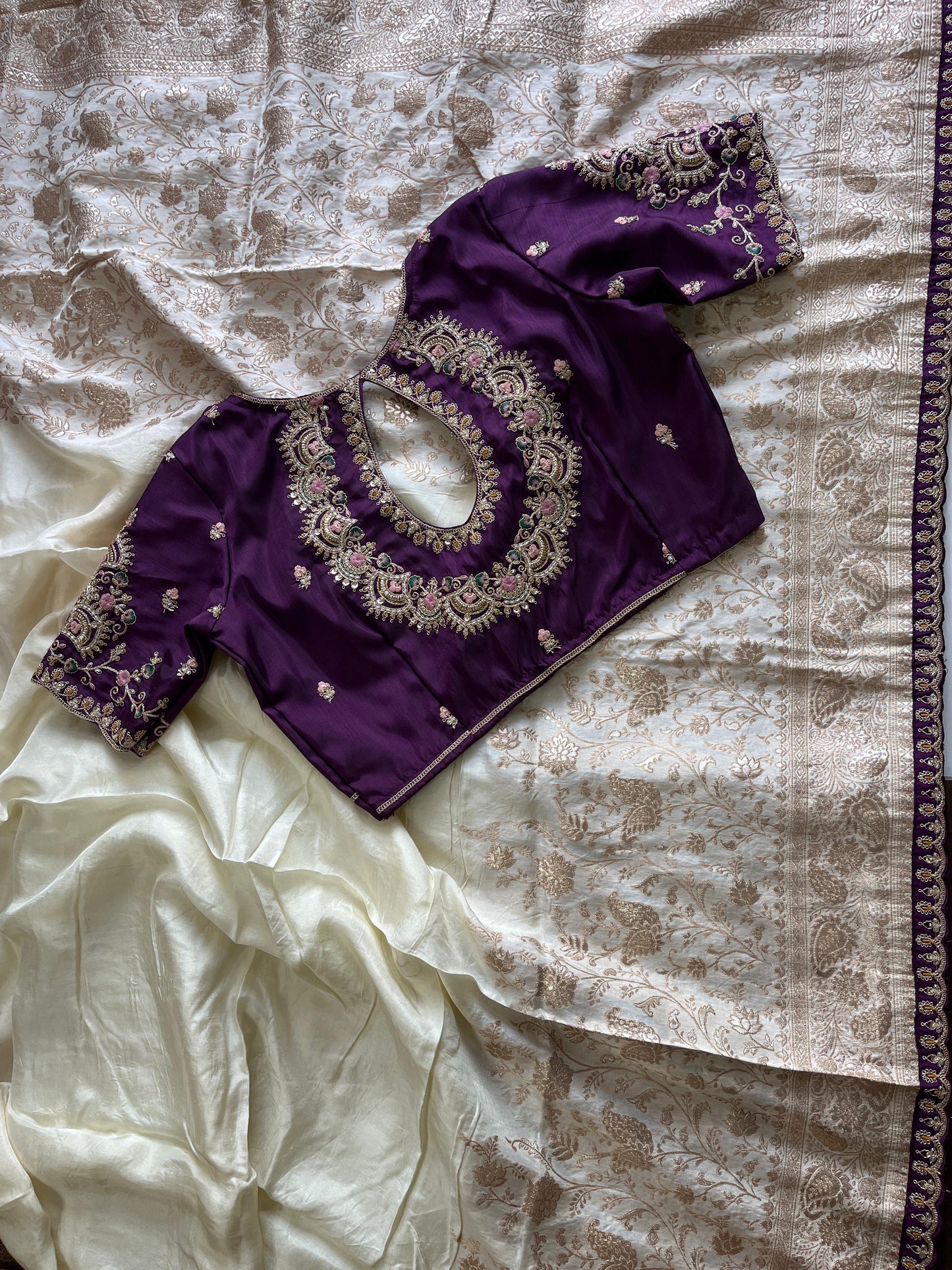 Luxe Banarasi saree with stitched blouse