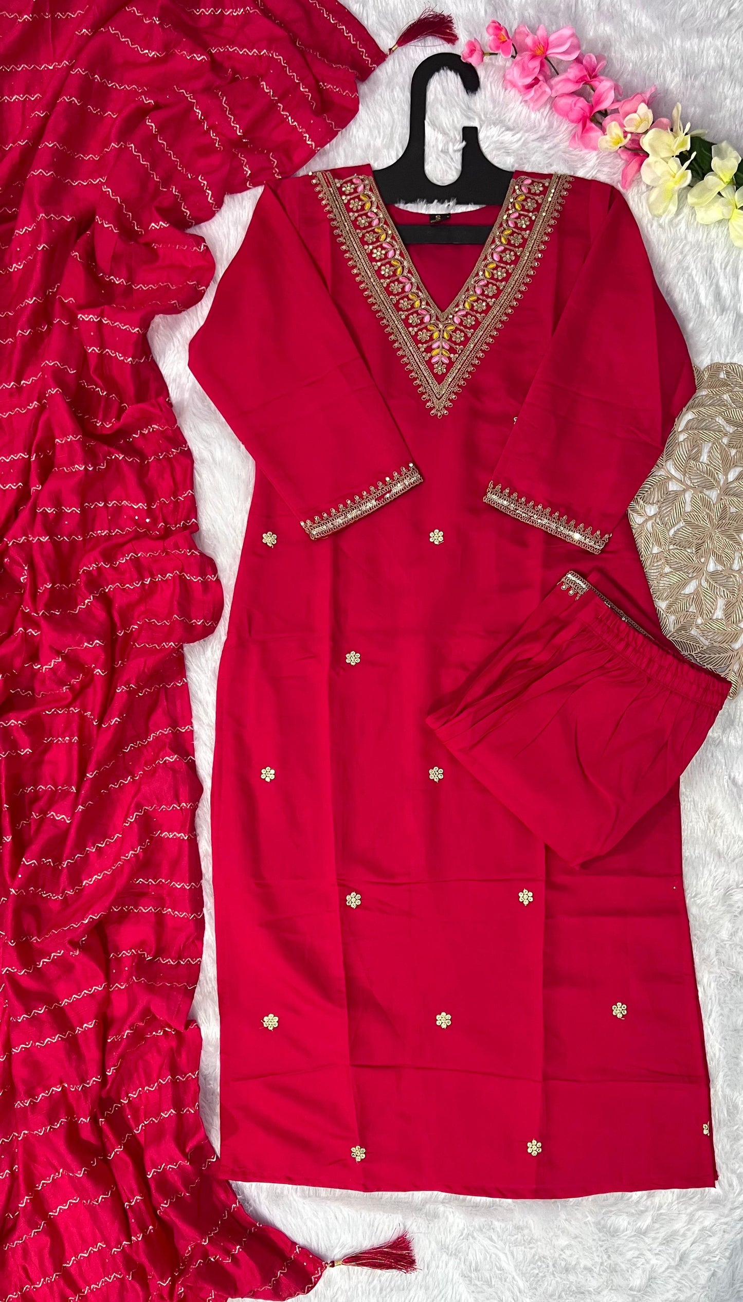 3 Peices Embroidery Kurti sets