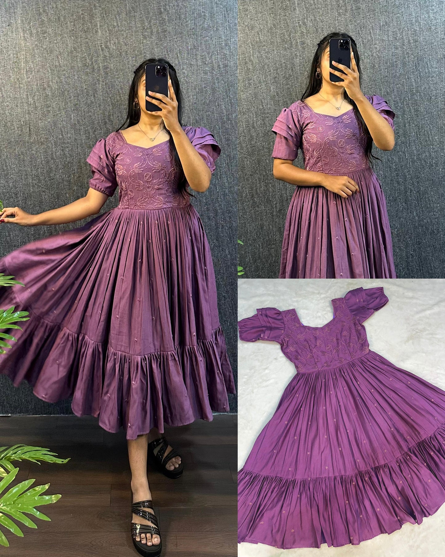 Sundari work gowns with unique style hands
