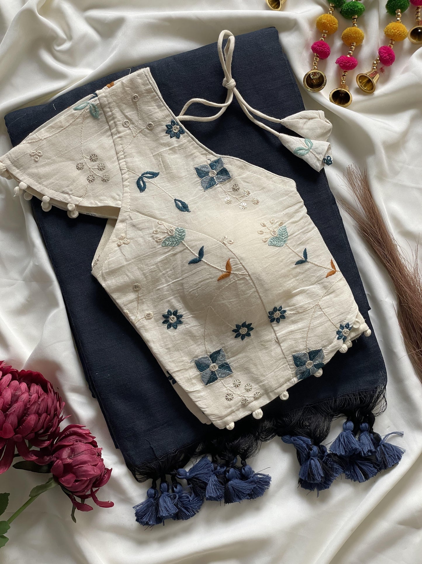 Khadi cotton with Heavy Embroidery work blouse
