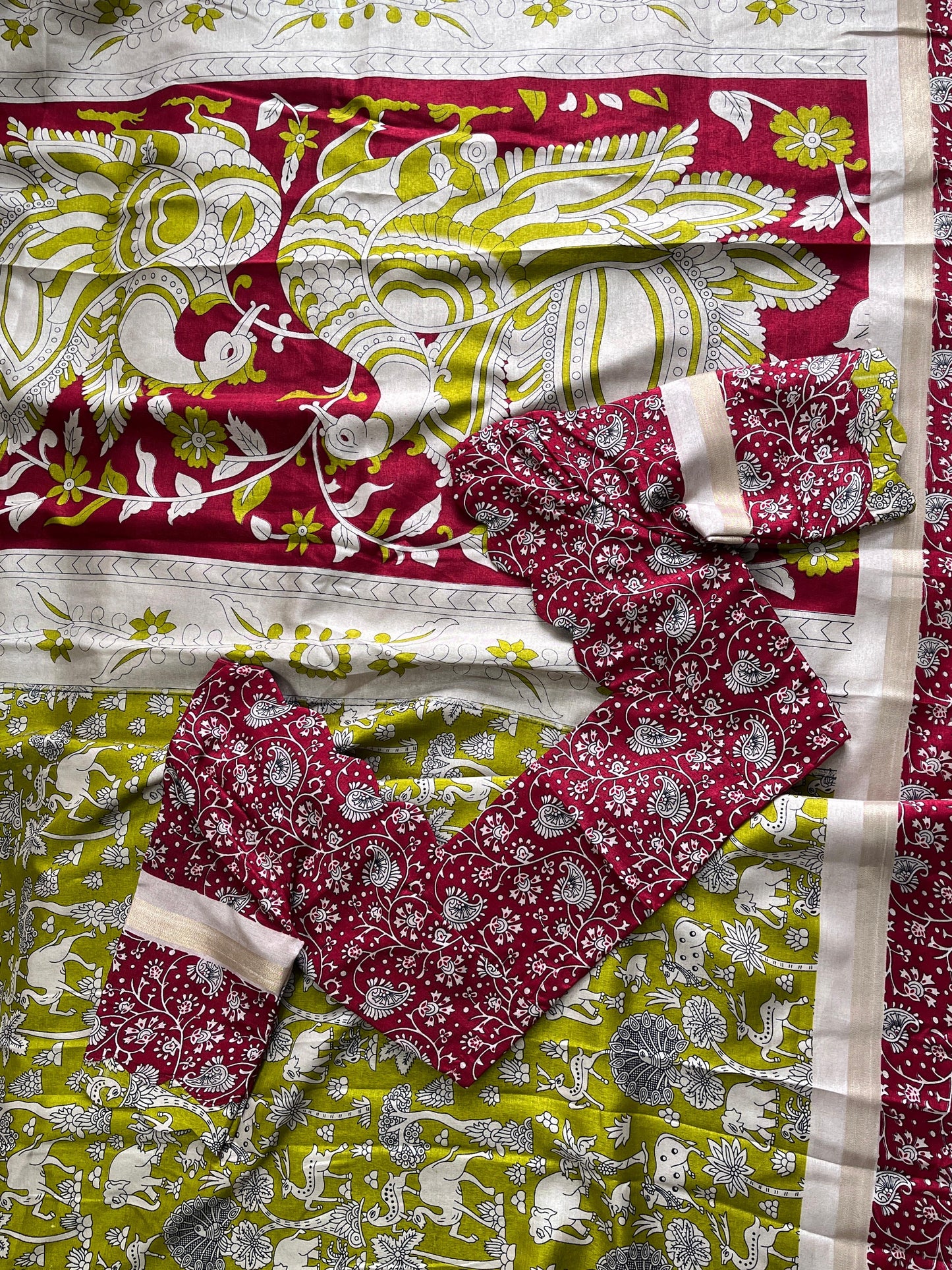 Mangalkari saree with pichwai print on all over the saree