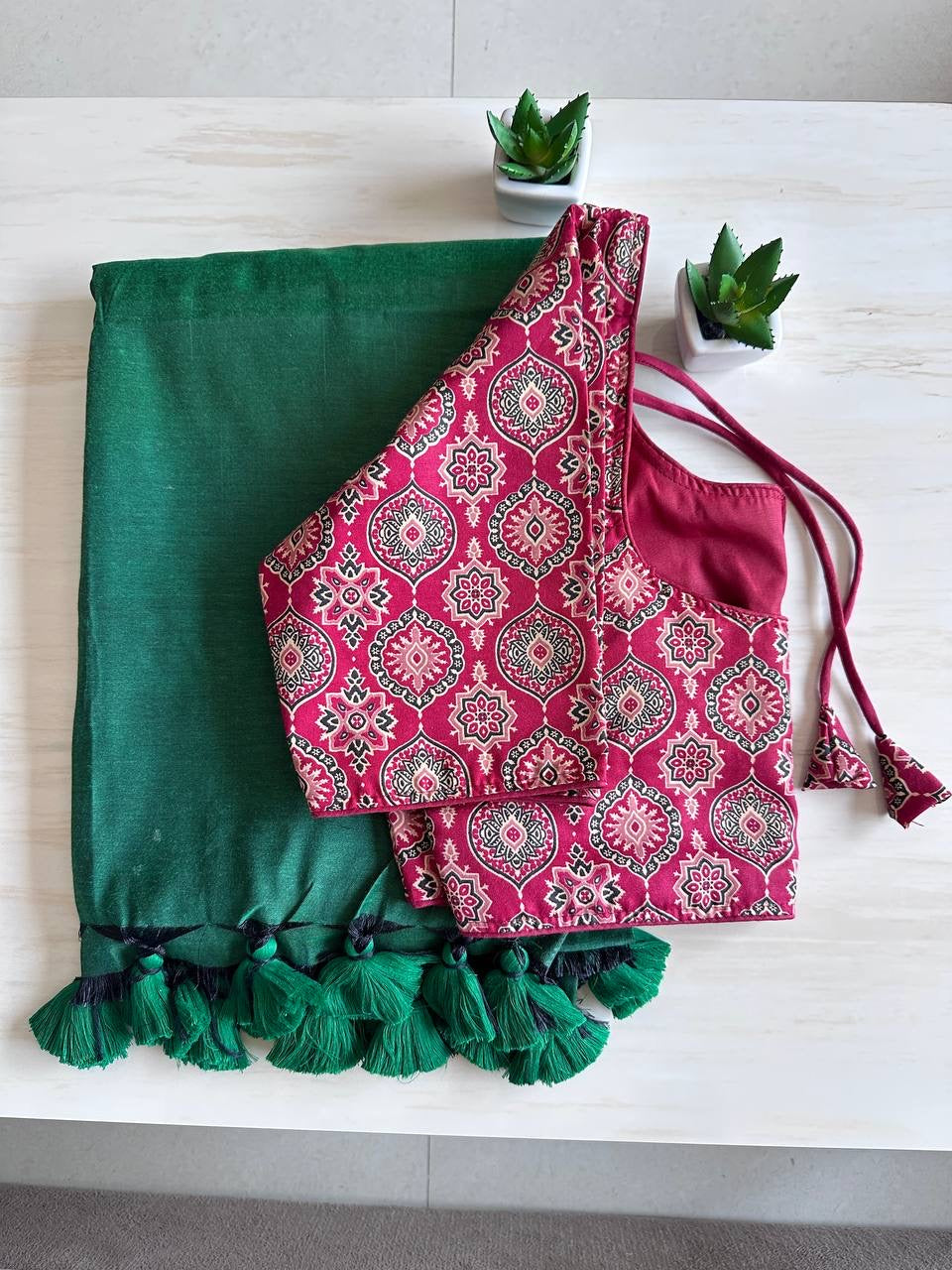 Budget Khadi Cotton with Tassels on Boarder