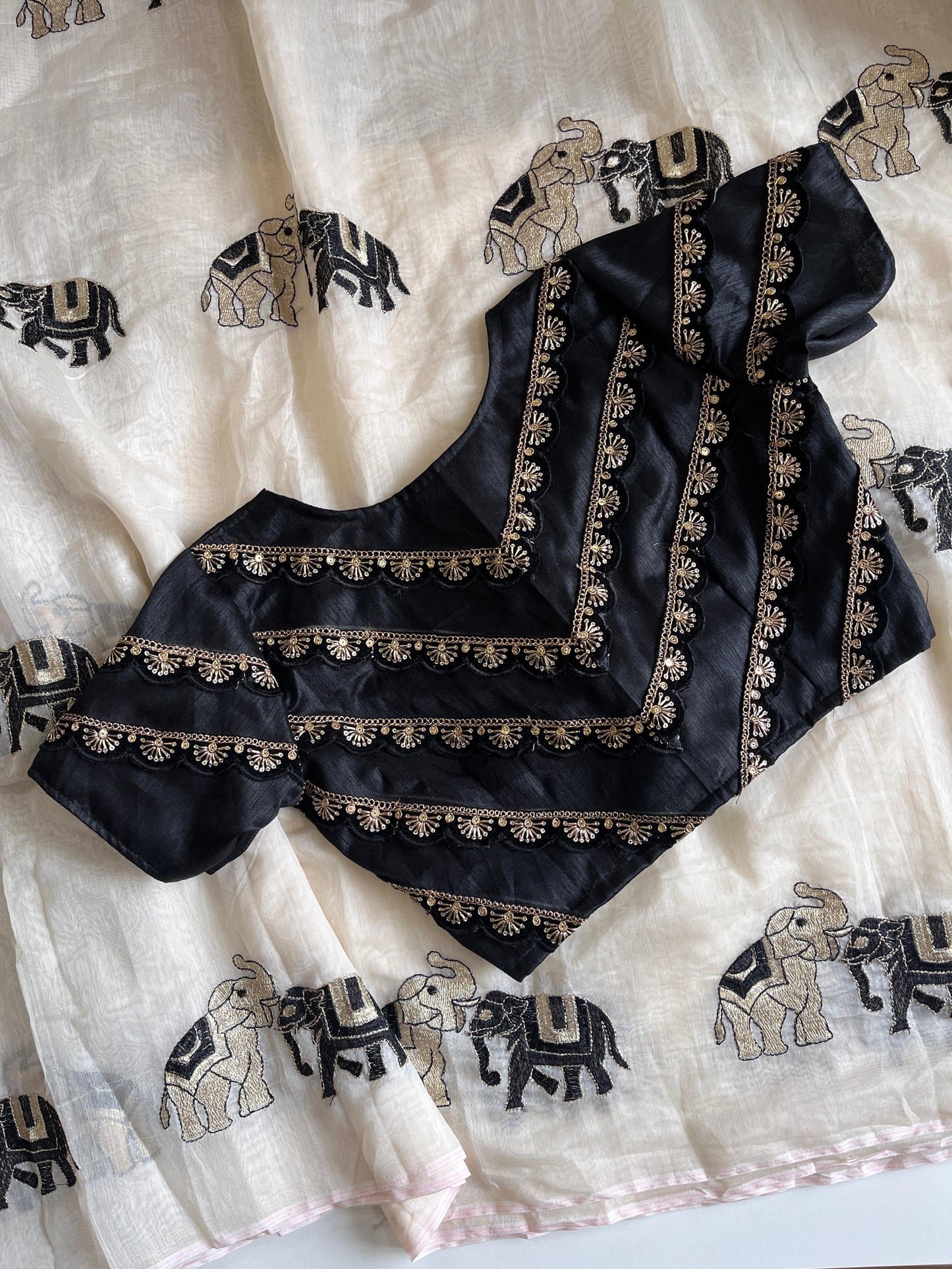 Chanderi Desginer saree with stitched blouse