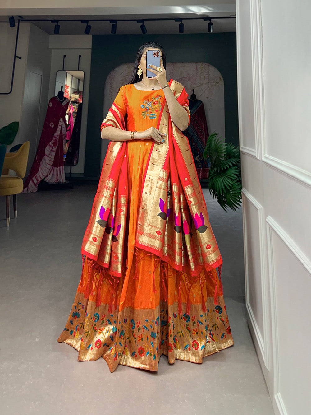 Paithani Gowns with weaving dupatta