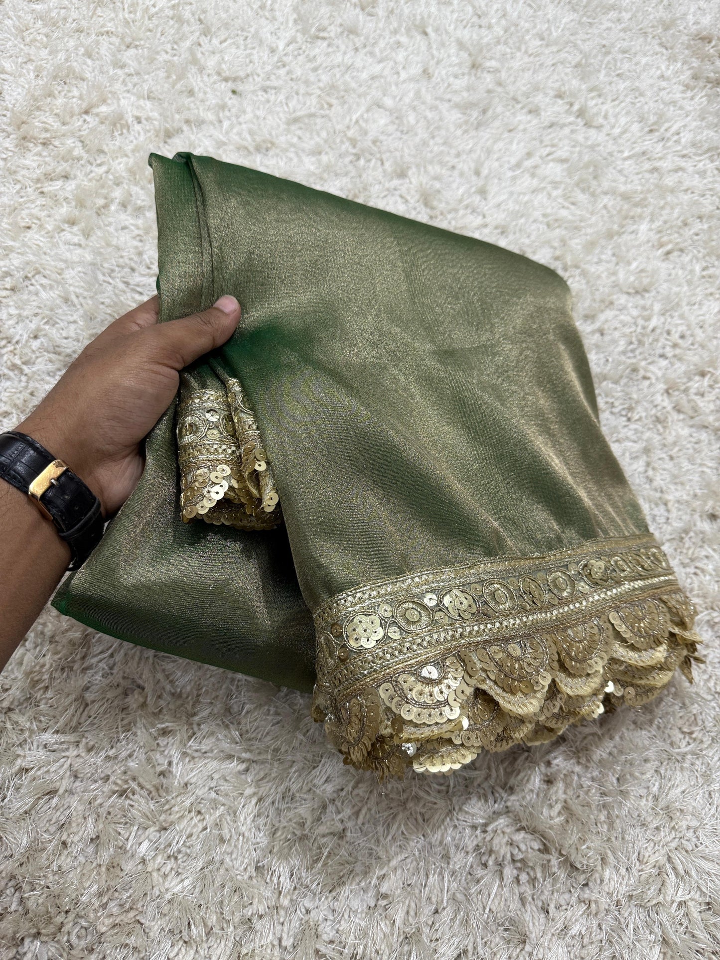 Green Soft Tissue Banarasi