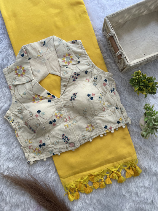 Khadi cotton budget sarees with stretchable stitched blouse