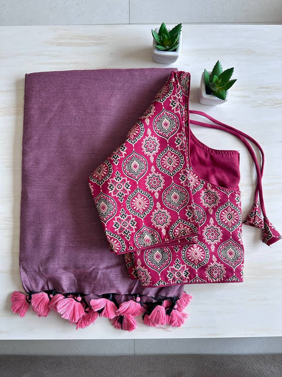 Budget Khadi Cotton with Tassels on Boarder