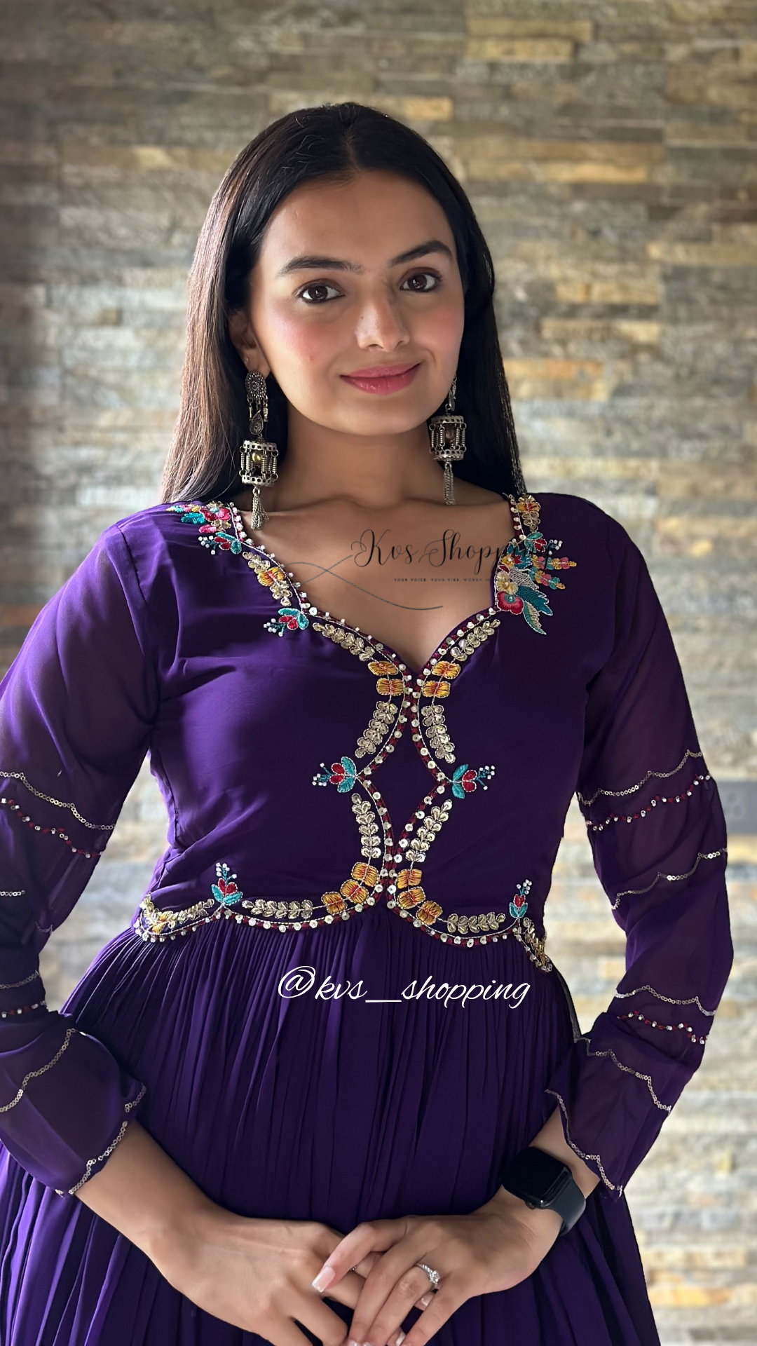 Georgette Colourful embroidery Party Full Gown
