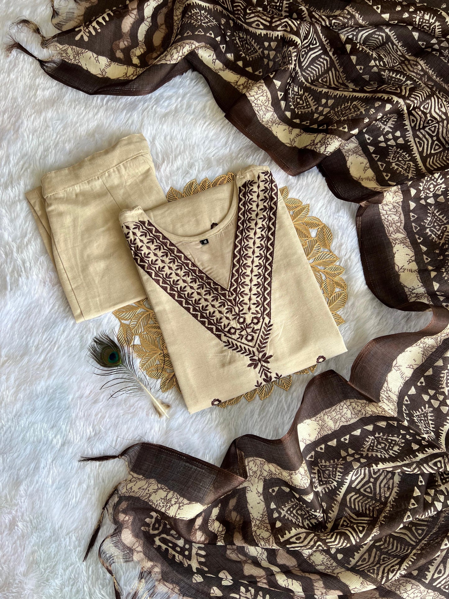 Khadi Cotton 3 Pieces Kurti Set
