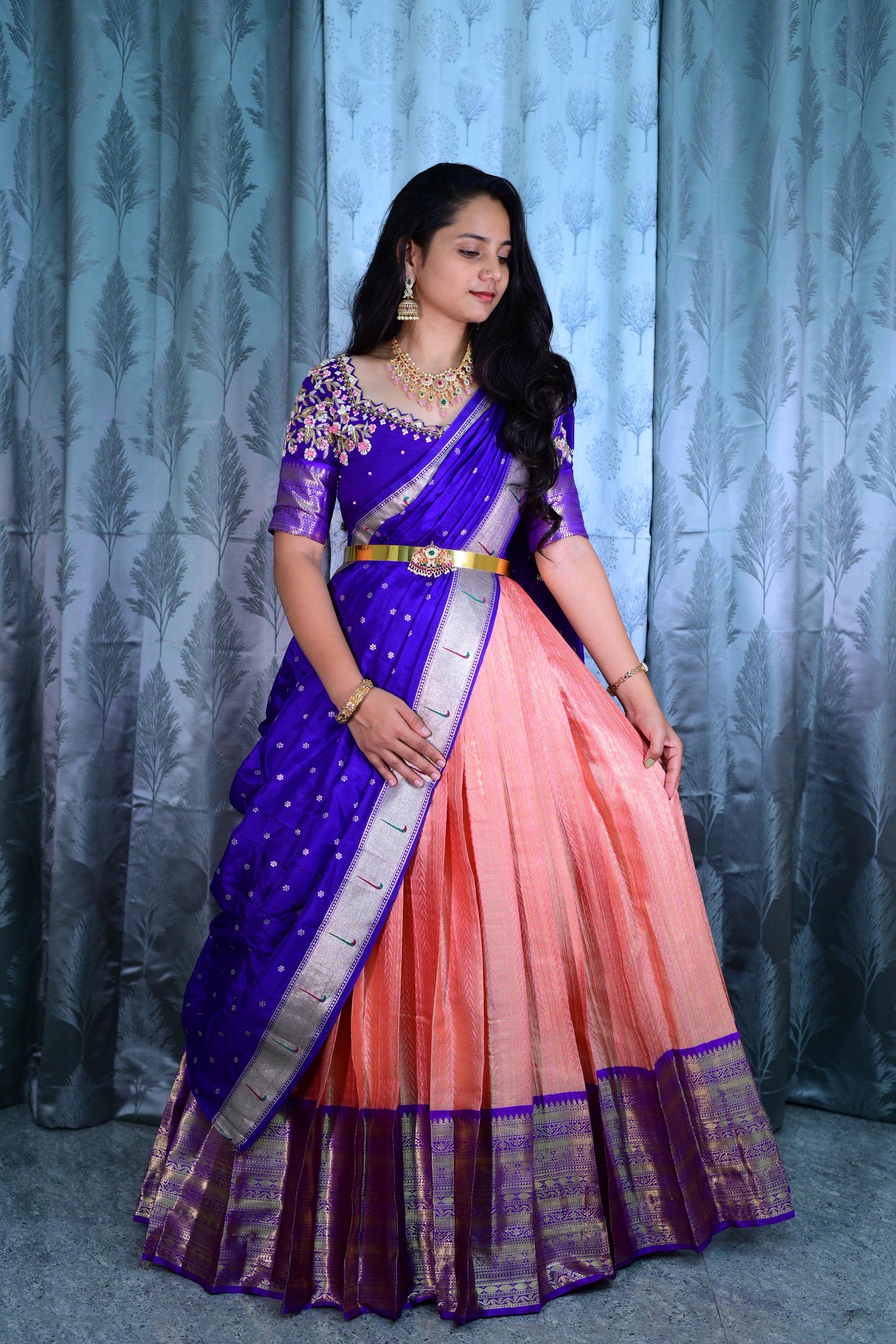 Pure Maggam work Kanchipuram lehengas