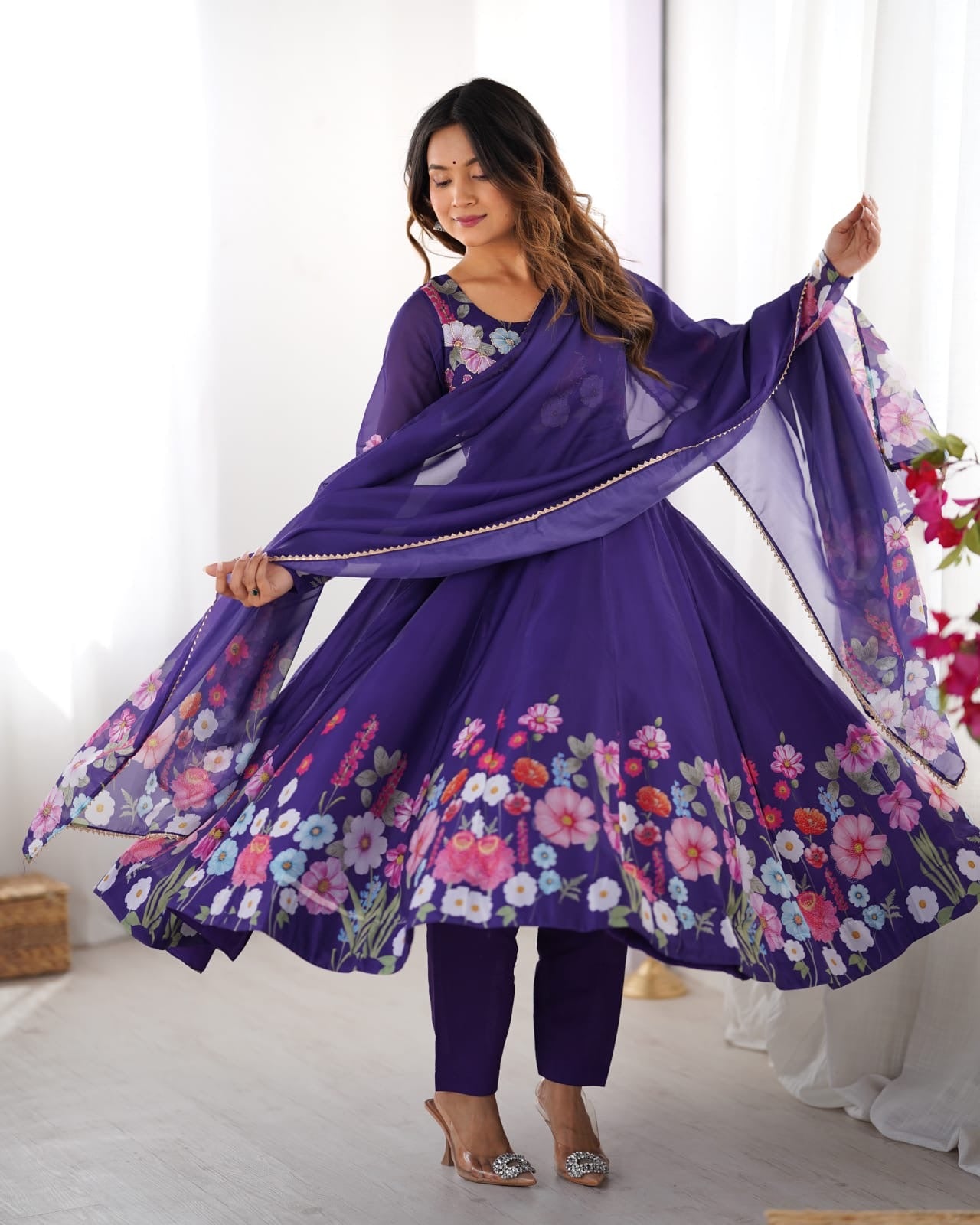 Anarkali Gown 3 Pieces Sets Floral Designer