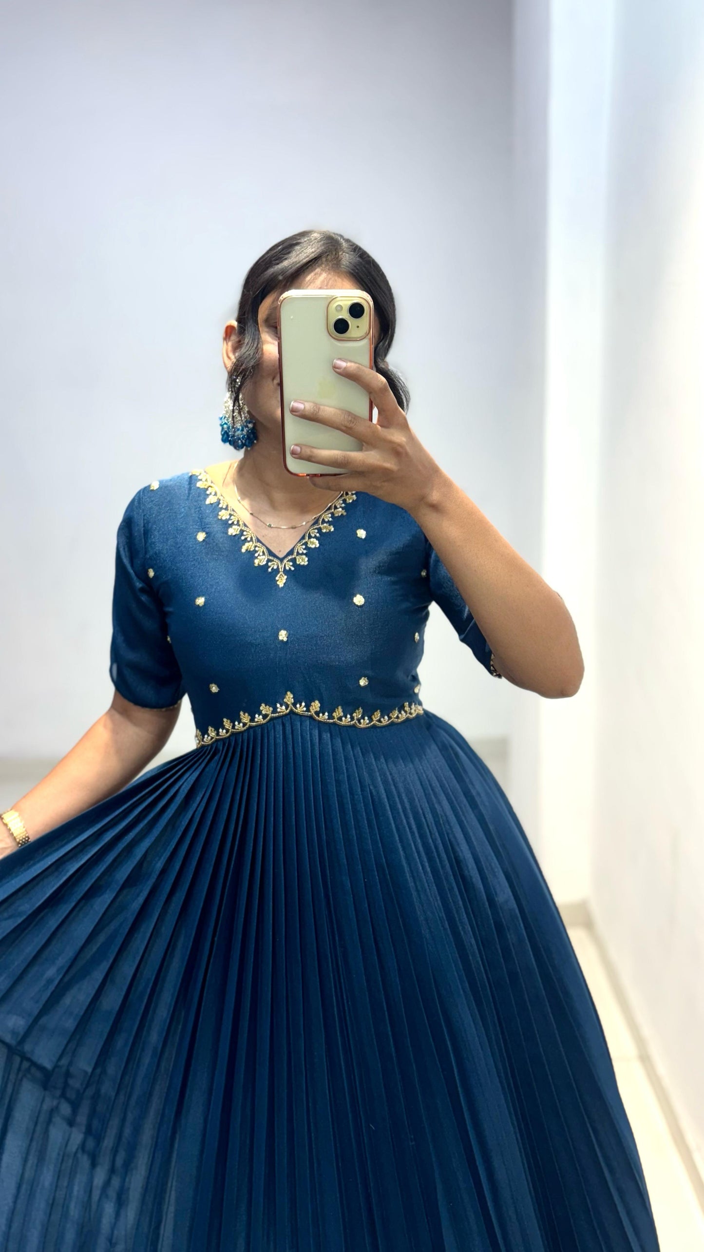 Georgette Maggam Work Gown with Dupatta ✨