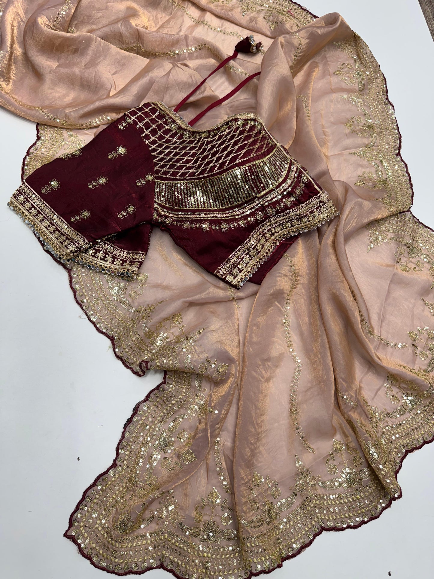 Soft Fendy work saree with stitched blouse