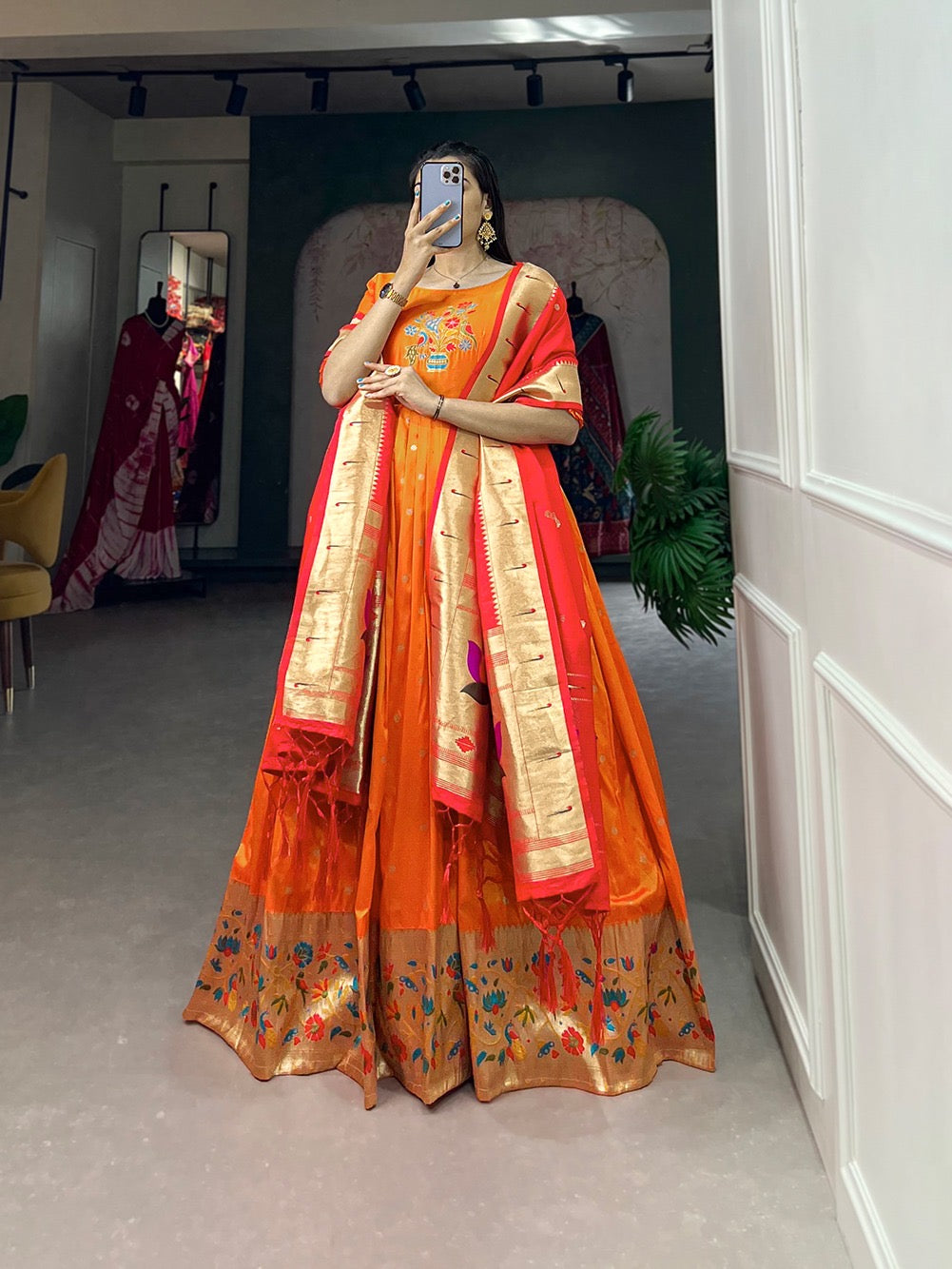 Paithani Gowns with weaving dupatta