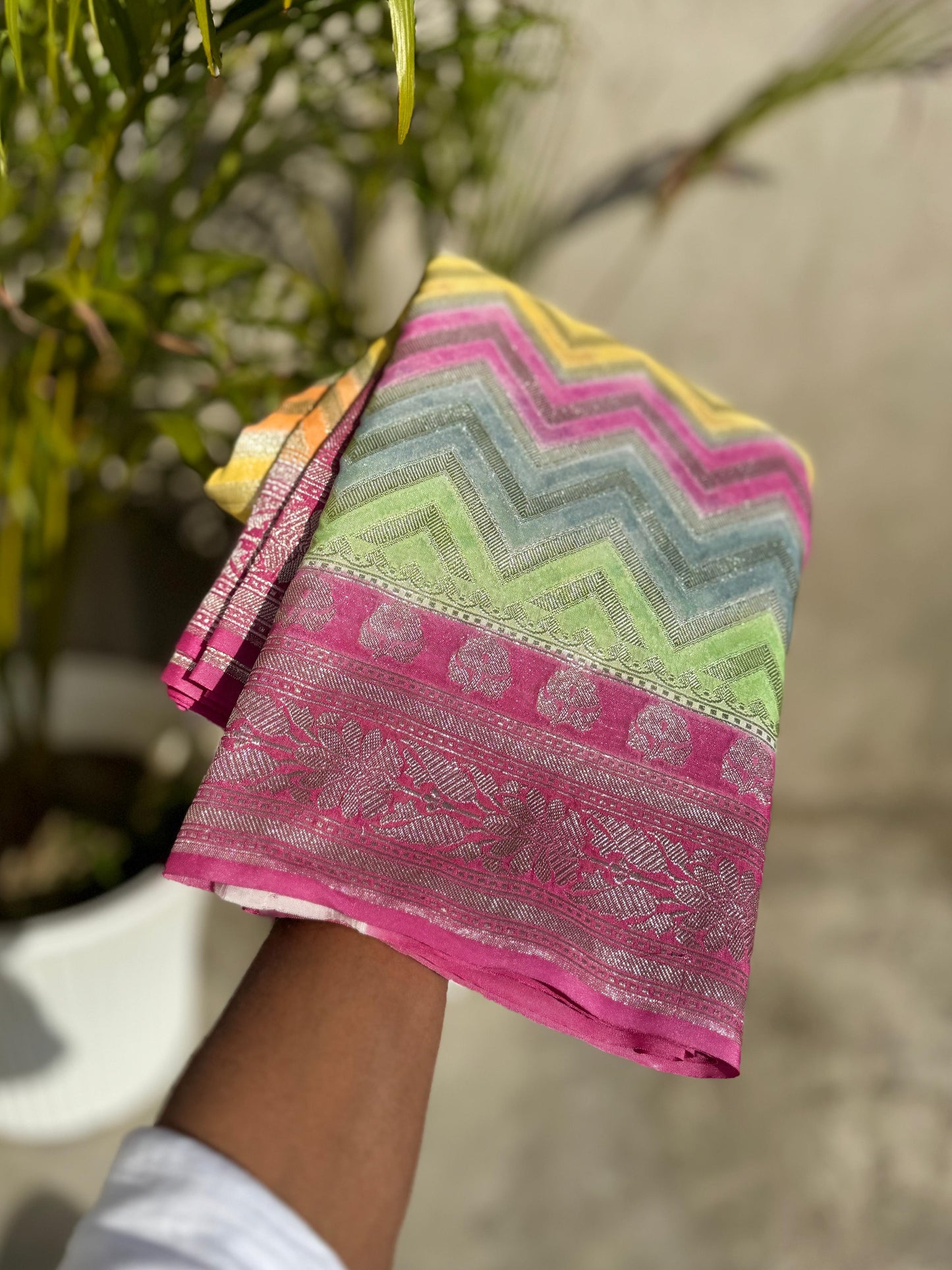 Rainbow Multi Pure Georgette Luxe saree